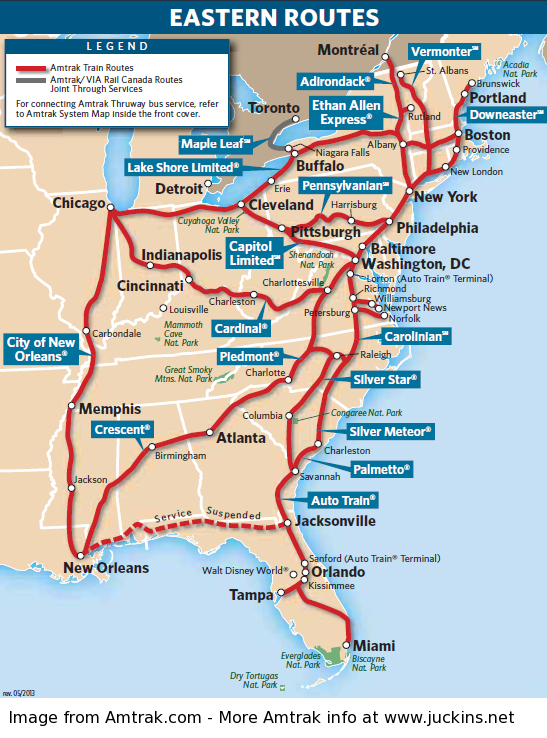 Amtrak Eastern Routes 